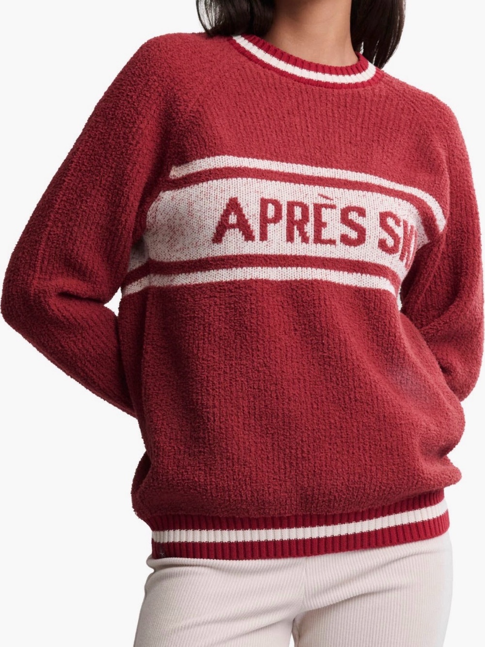 Barefoot Dreams Red & White 'APRÈS SKI' Crewneck Sweater cozy chic